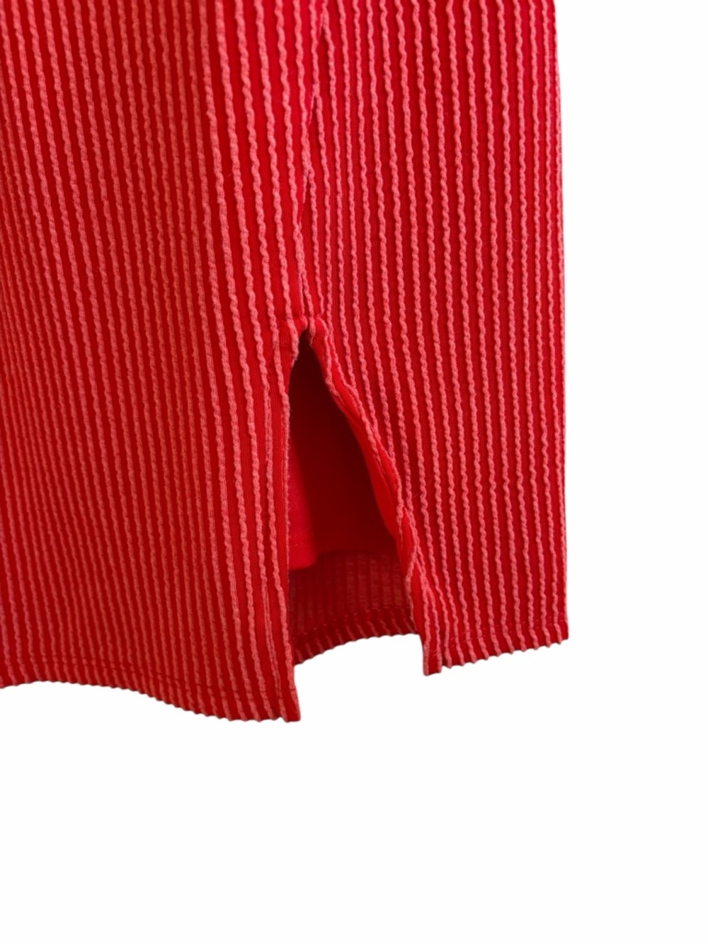 90’s Inspired Red Ribbed Tie-Front Mini Dress - Picture 3 of 6